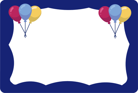 nametag with blue border and balloons