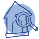 house with magnifying glass icon