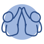 icon of two people touching hands